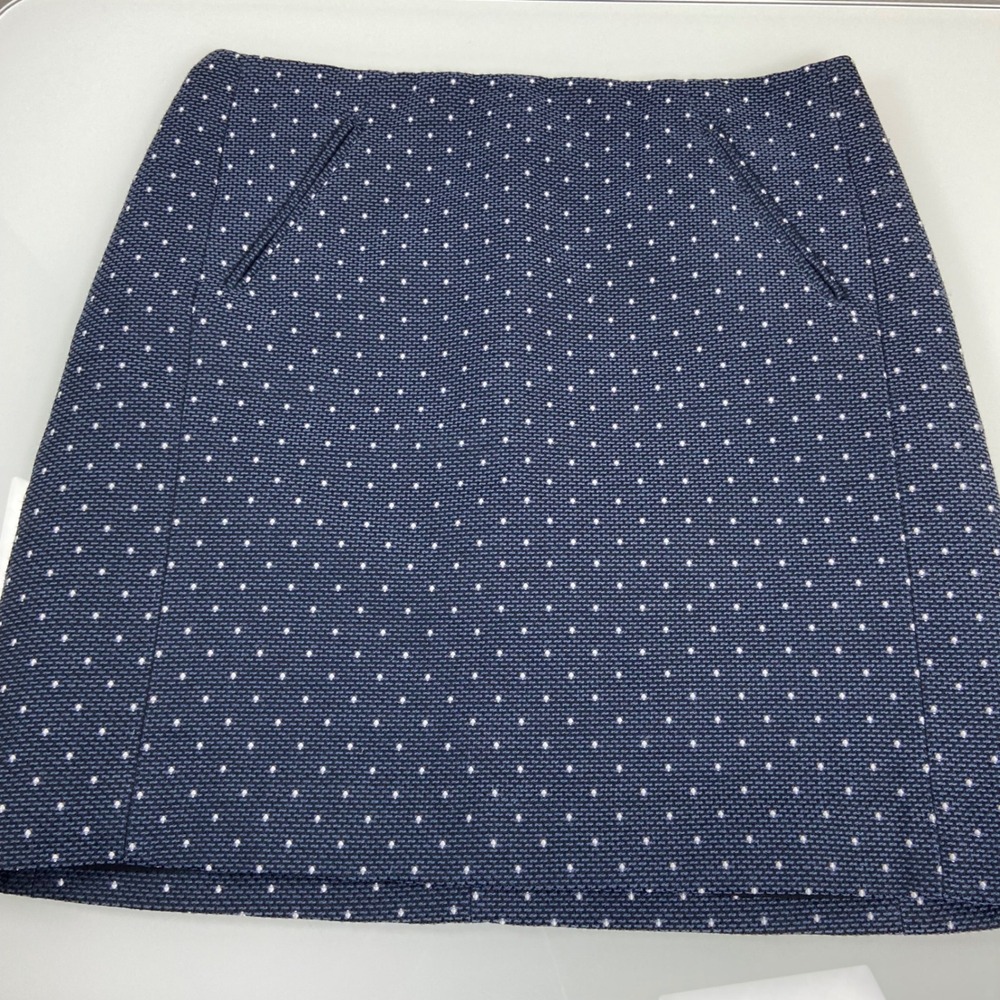 Ann Taylor LOFT Women's Size 4 Blue White Polka Dot A Line Skirt Career Casual